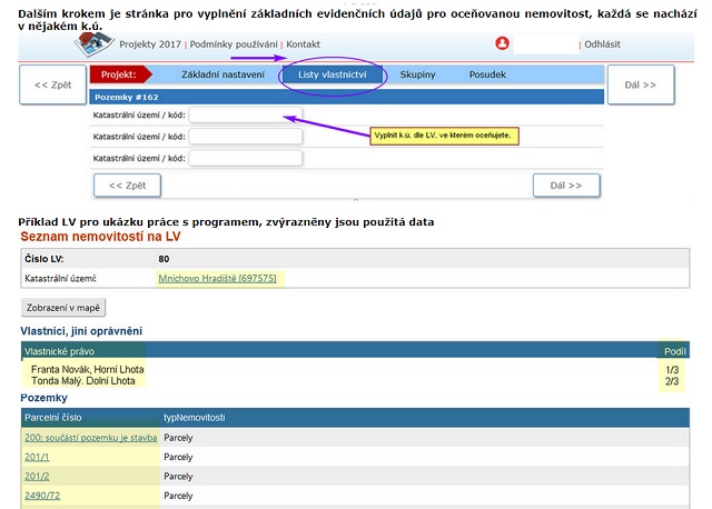 Webové rozhraní oceňovacího programu NEMkalk